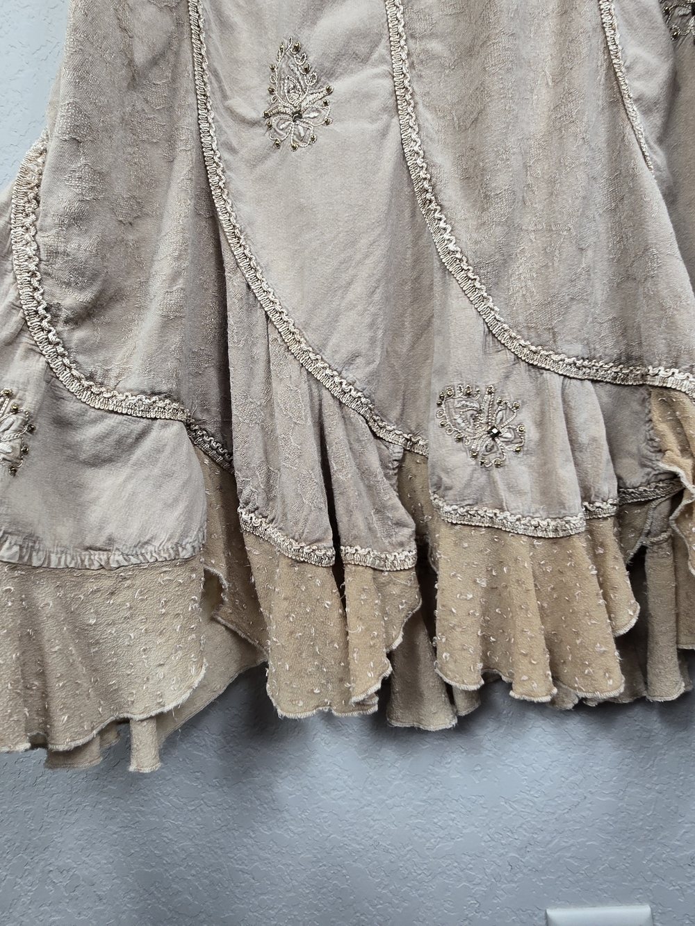 Coline XL Boho Goddess Embroidered Midi Dress Stonewashed Festival Chic Earthy - Picture 14 of 16